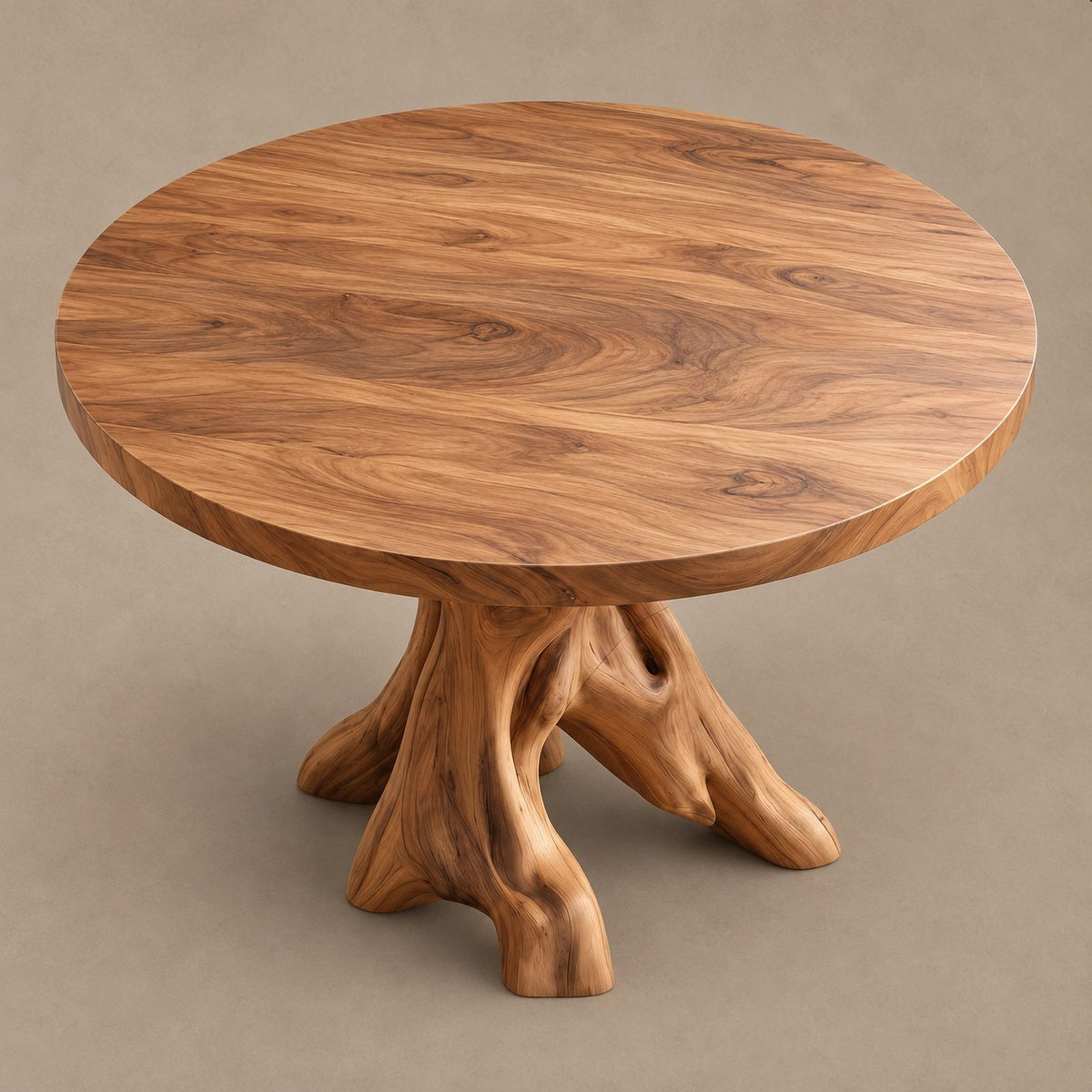 Mid Century Round Dining Table With Crossed Branch Base For Kitchen