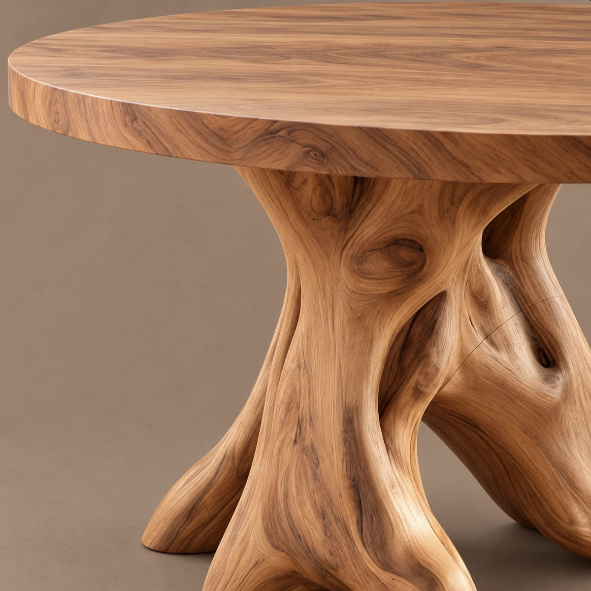 Mid Century Round Dining Table With Crossed Branch Base For Kitchen