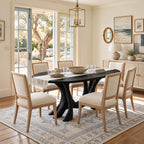 Farmhouse Live Edge Dining Table With Hourglass Pedestal Base For Kitchen