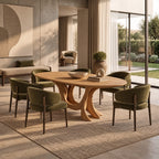 Farmhouse Live Edge Dining Table With Hourglass Pedestal Base For Kitchen