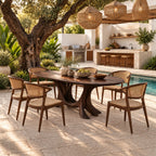 Farmhouse Live Edge Dining Table With Hourglass Pedestal Base For Kitchen