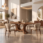 Farmhouse Live Edge Dining Table With Hourglass Pedestal Base For Kitchen