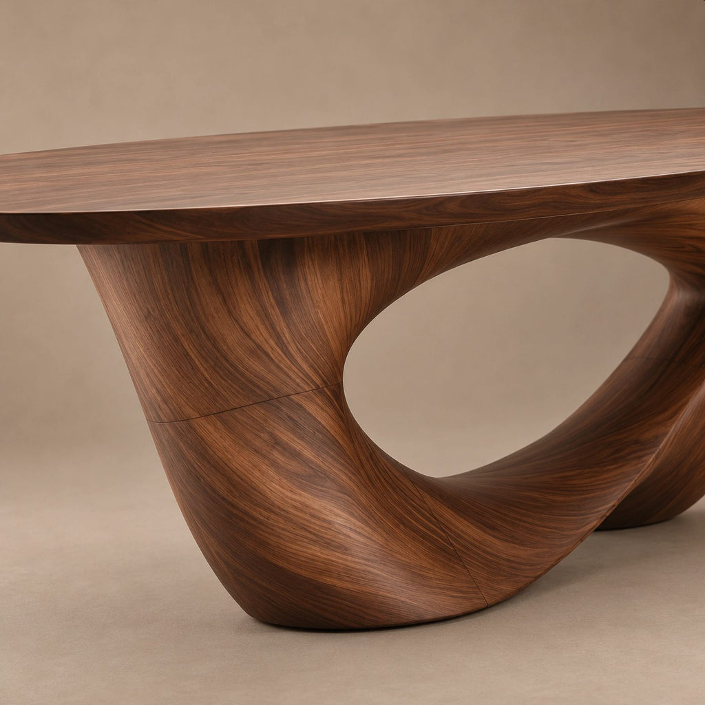 Sculptural Live Edge Dining Table With Wing Pedestal Base For Dining Room