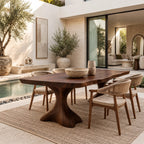 Minimalist Live Edge Dining Table With Sculptural Trumpet Base For Kitchen