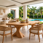 Minimalist Live Edge Dining Table With Sculptural Trumpet Base For Kitchen