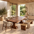Minimalist Live Edge Dining Table With Sculptural Trumpet Base For Kitchen