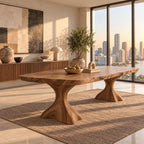 Minimalist Live Edge Dining Table With Sculptural Trumpet Base For Kitchen