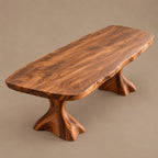 Minimalist Live Edge Dining Table With Sculptural Trumpet Base For Kitchen
