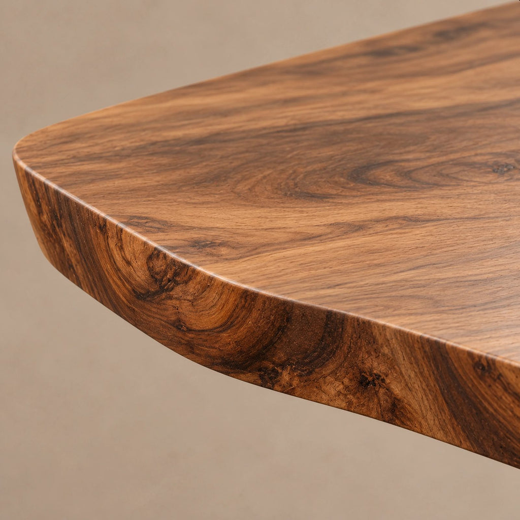 Minimalist Live Edge Dining Table With Sculptural Trumpet Base For Kitchen