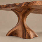 Minimalist Live Edge Dining Table With Sculptural Trumpet Base For Kitchen