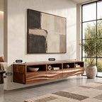 Modern Wall Mounted TV Stand With Wave Front Drawers For Living Room