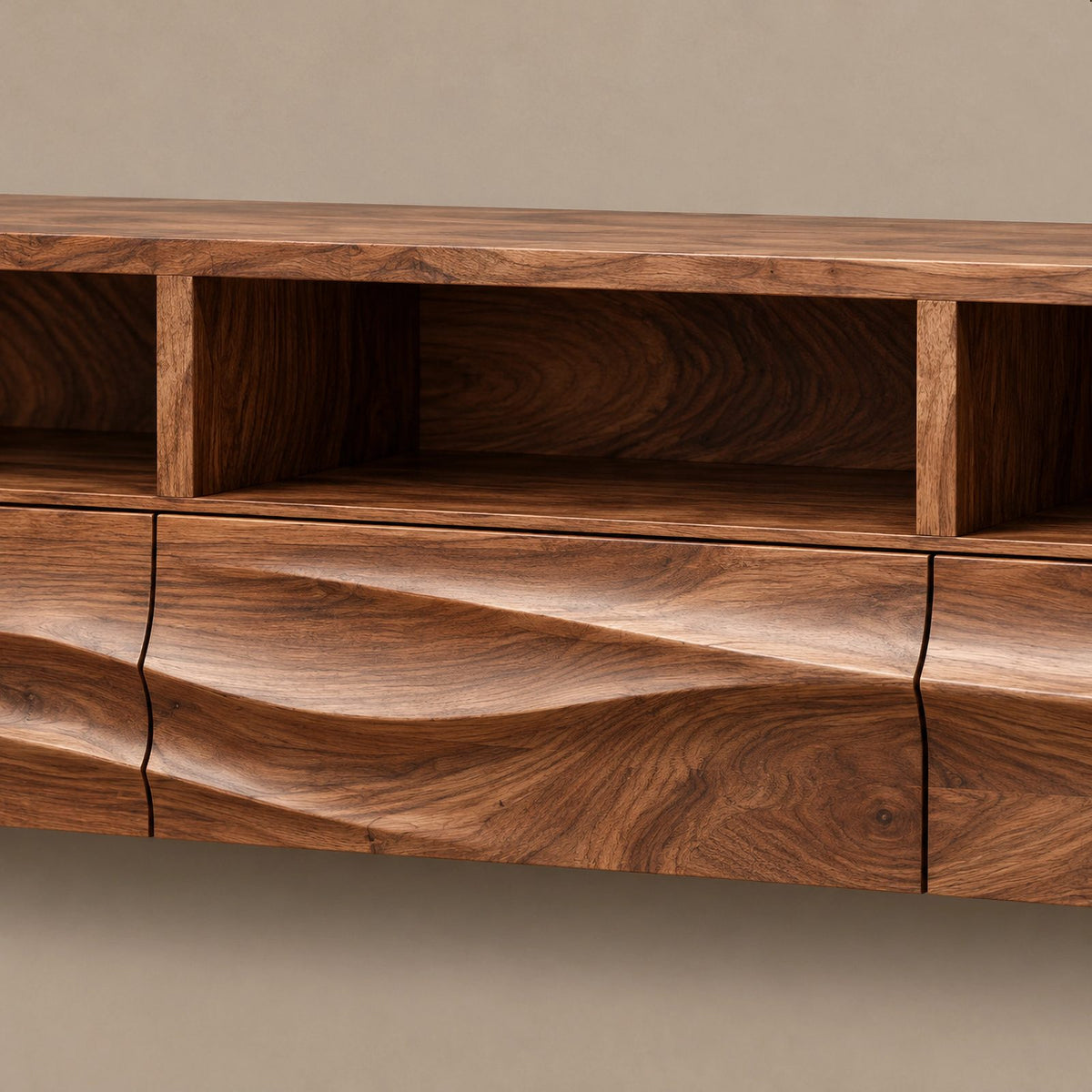 Modern Wall Mounted TV Stand With Wave Front Drawers For Living Room