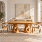 Modern Oval Dining Table With Twin Cylinder Pedestals For Dining Room
