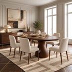 Modern Oval Dining Table With Twin Cylinder Pedestals For Dining Room