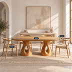 Modern Oval Dining Table With Twin Cylinder Pedestals For Dining Room