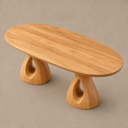 Modern Oval Dining Table With Twin Cylinder Pedestals For Dining Room