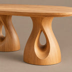 Modern Oval Dining Table With Twin Cylinder Pedestals For Dining Room