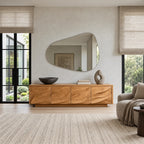 Contemporary Wood TV Cabinet With Floating Live Edge Top For Living Room