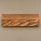 Contemporary Wood TV Cabinet With Floating Live Edge Top For Living Room