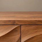 Contemporary Wood TV Cabinet With Floating Live Edge Top For Living Room
