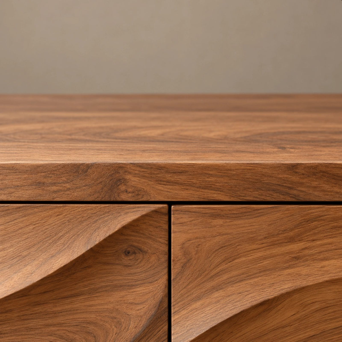 Contemporary Wood TV Cabinet With Floating Live Edge Top For Living Room