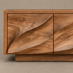 Contemporary Wood TV Cabinet With Floating Live Edge Top For Living Room