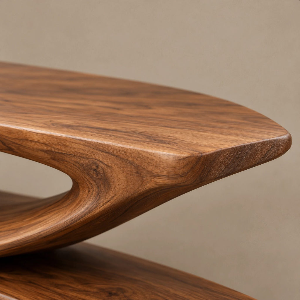 Minimalist Wood TV Console With Flowing Cantilever Base For Living Room