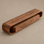 Floating Wood Media Console With Rounded Edges For Living Room