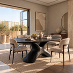 Farmhouse Solid Wood Oval Dining Table With Sculpted S Curve Base