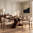 Farmhouse Solid Wood Oval Dining Table With Sculpted S Curve Base