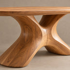 Farmhouse Solid Wood Oval Dining Table With Sculpted S Curve Base