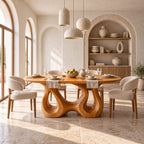 Organic Oval Dining Table With Flowing Sculptural Base For Dining Room