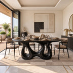 Organic Oval Dining Table With Flowing Sculptural Base For Dining Room