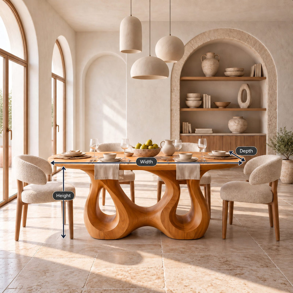 Organic Oval Dining Table With Flowing Sculptural Base For Dining Room