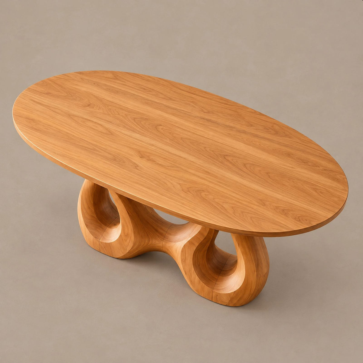 Organic Oval Dining Table With Flowing Sculptural Base For Dining Room