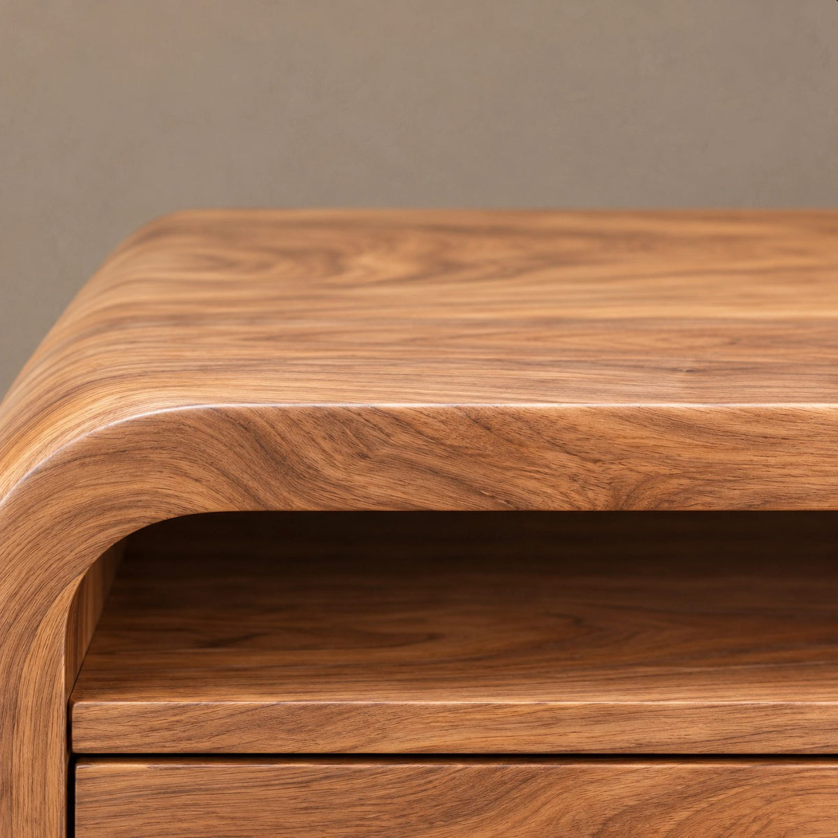 Floating Wood TV Cabinet With Open Storage Shelf For Living Room