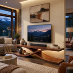 Sculptural Wood TV Stand With Interlocking Base For Living Room