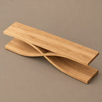 Sculptural Wood TV Stand With Interlocking Base For Living Room