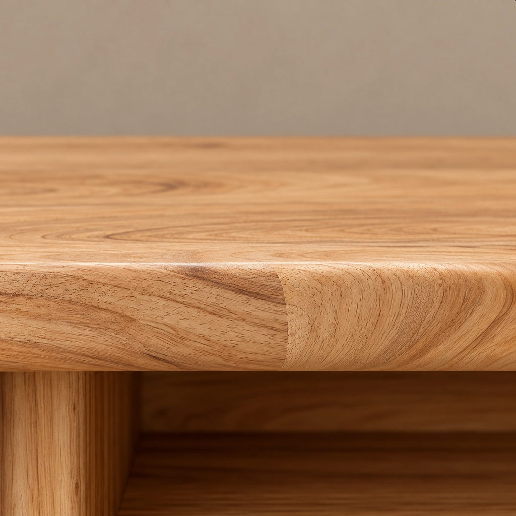 Mediterranean Wood TV Stand With Rounded Base For Living Room