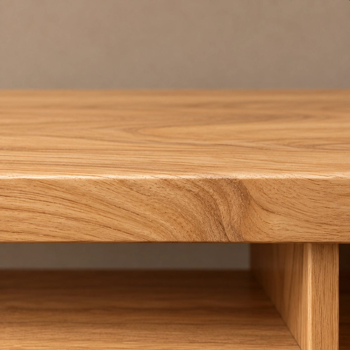Modern Wood Media Console With Rounded Waterfall Ends For Living Room