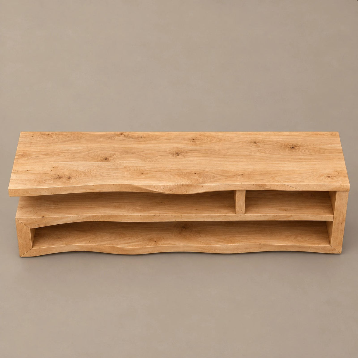Scandinavian Wood TV Stand With Open Media Shelf For Living Room