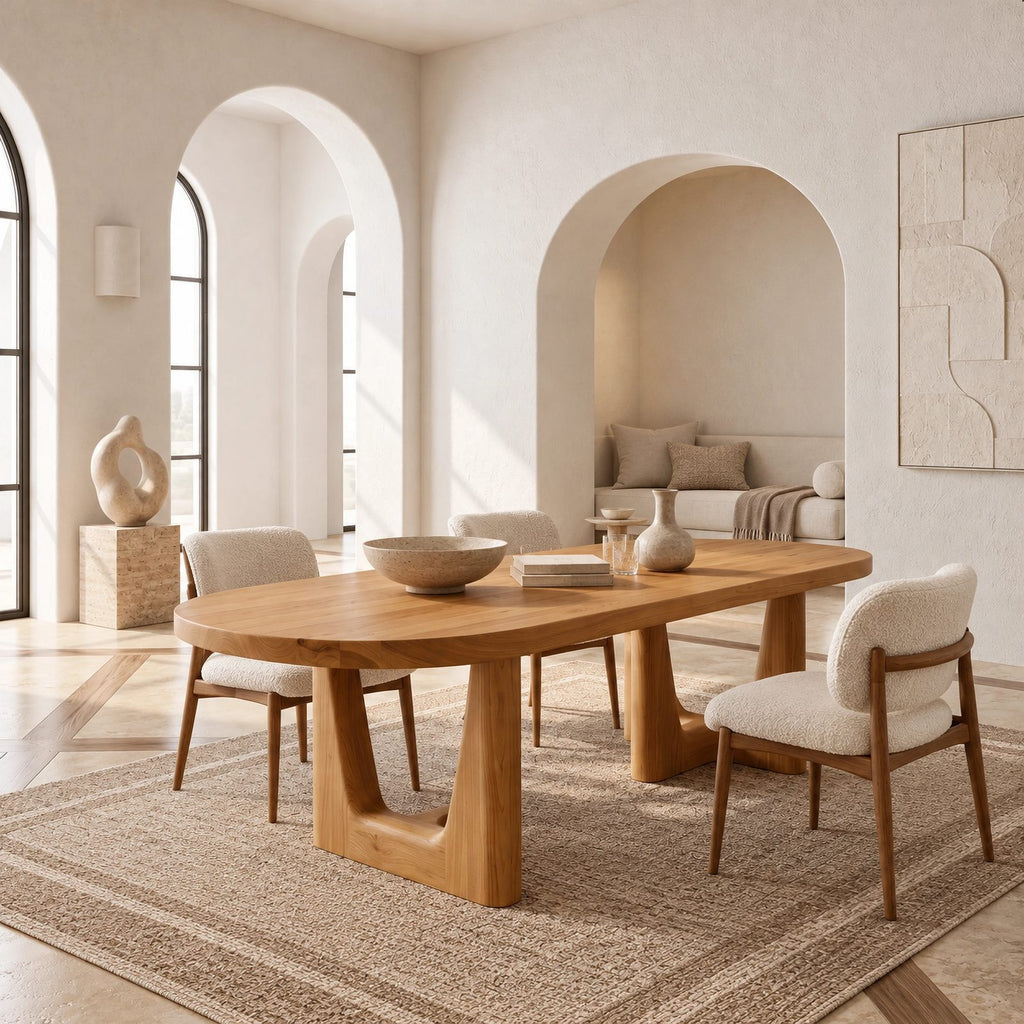 Contemporary Oval Dining Table With Angled Sculptural Legs For Dining Room