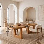 Contemporary Oval Dining Table With Angled Sculptural Legs For Dining Room