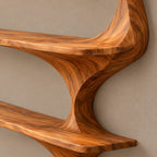 Sculptural Branch Wood Wall Mounted TV Shelf For Living Room