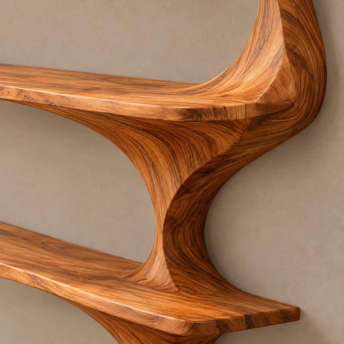 Sculptural Branch Wood Wall Mounted TV Shelf For Living Room