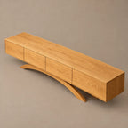 Contemporary Wood TV Cabinet With Arched Base For Living Room