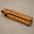 Contemporary Wood TV Cabinet With Sculptural Cutout Base For Living Room