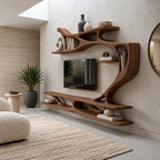 Organic Sculptural Wall TV Shelf With Branch Form For Living Room
