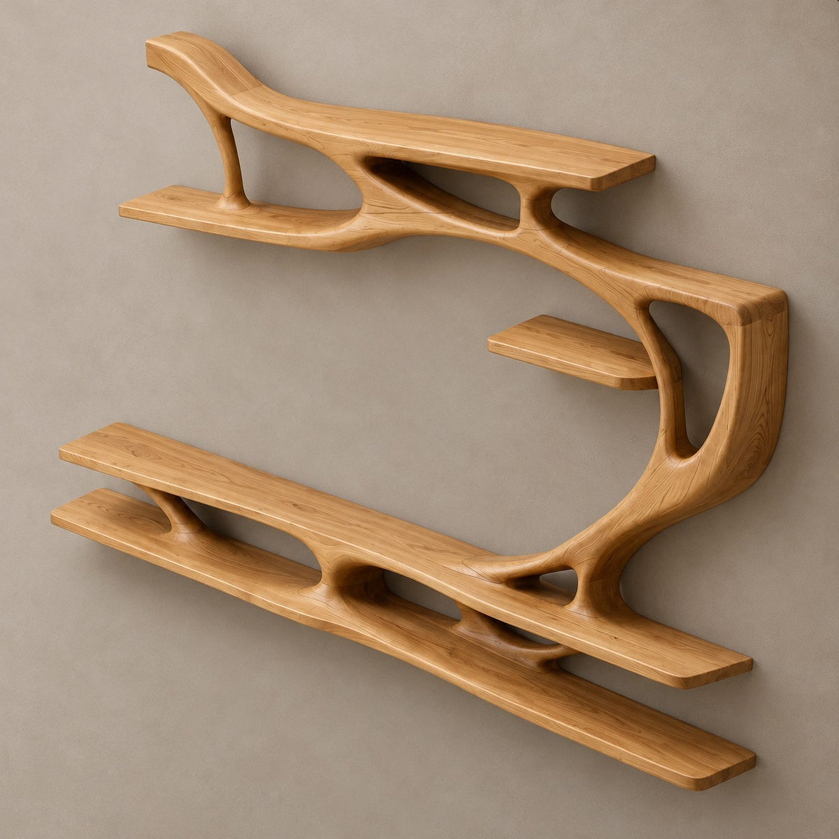 Organic Sculptural Wall TV Shelf With Branch Form For Living Room