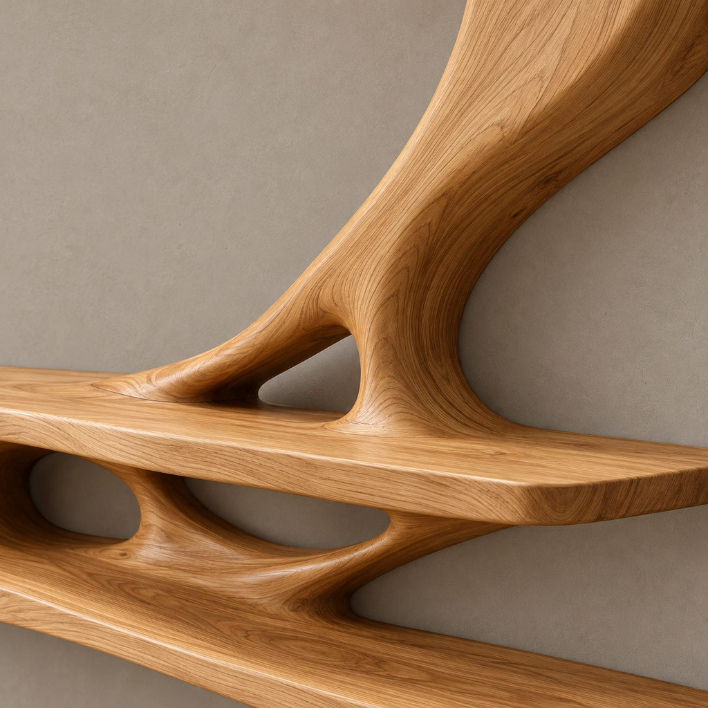 Organic Sculptural Wall TV Shelf With Branch Form For Living Room